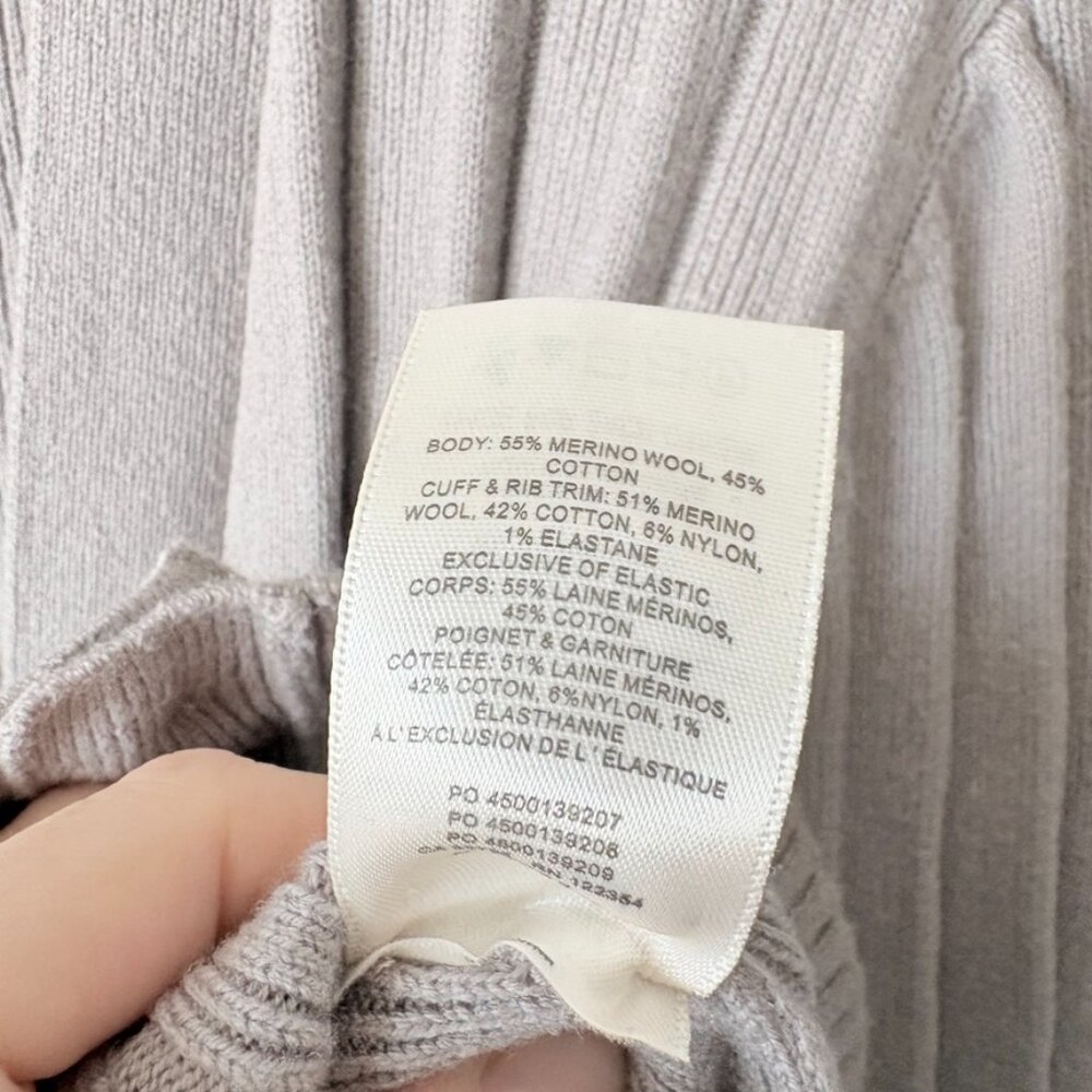 Aritzia Wilfred Thais Knit Plunge Sweater Cardigan Wool Cotton Grey Size Medium - Picture 7 of 7
